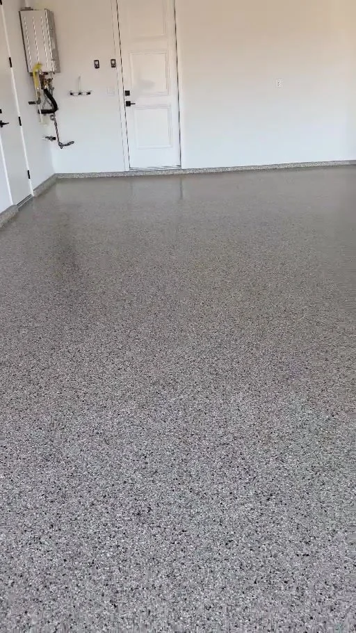 Completed speckled flake garage floor by Resinart Finishes