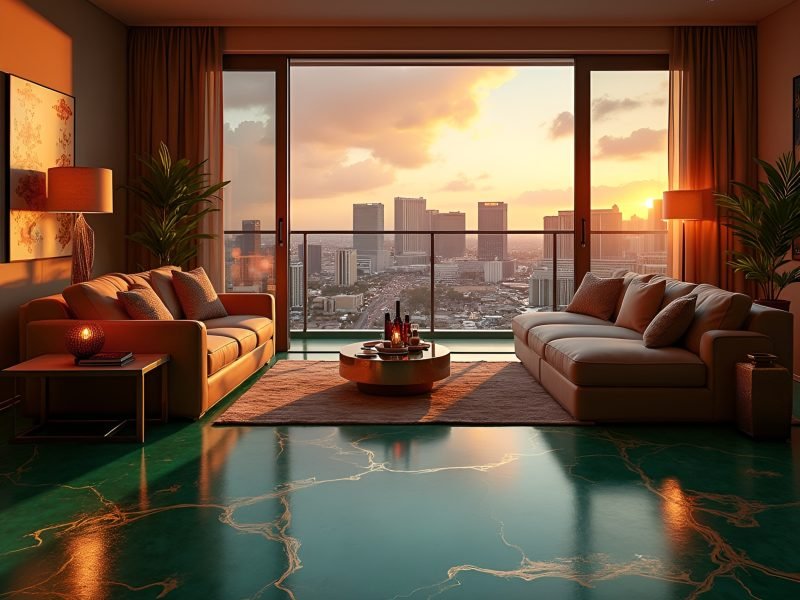 las-vegas-loft-at-sunset-with-epoxy-resin-floors-in-deep-emerald-green-a